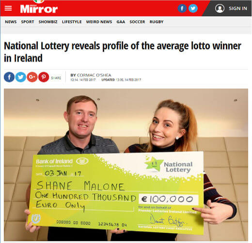 Irish lottery winner profile
