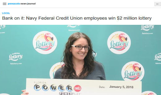 Syndicate of Navy Credit Union lottery winners