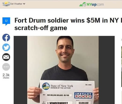 Soldier Wins $5 Million Lotto Prize!